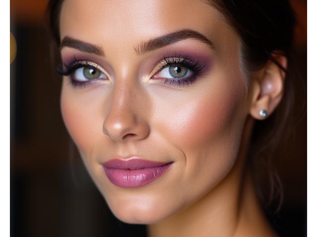 Client with flawless, professional makeup application